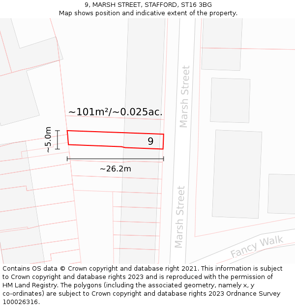 9, MARSH STREET, STAFFORD, ST16 3BG: Plot and title map