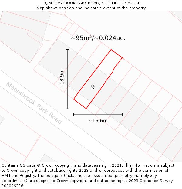 9, MEERSBROOK PARK ROAD, SHEFFIELD, S8 9FN: Plot and title map