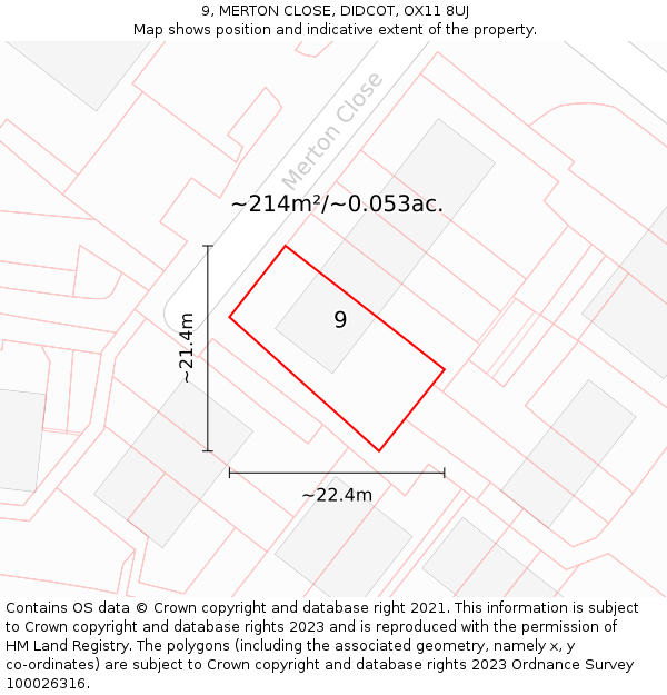 9, MERTON CLOSE, DIDCOT, OX11 8UJ: Plot and title map