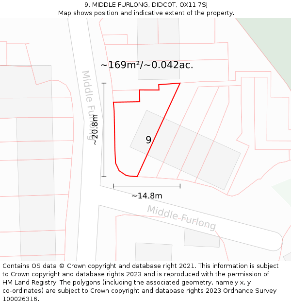 9, MIDDLE FURLONG, DIDCOT, OX11 7SJ: Plot and title map