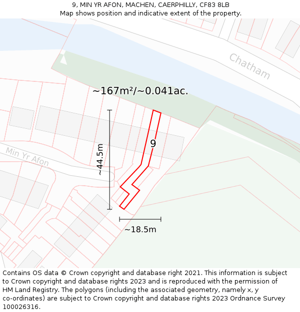 9, MIN YR AFON, MACHEN, CAERPHILLY, CF83 8LB: Plot and title map