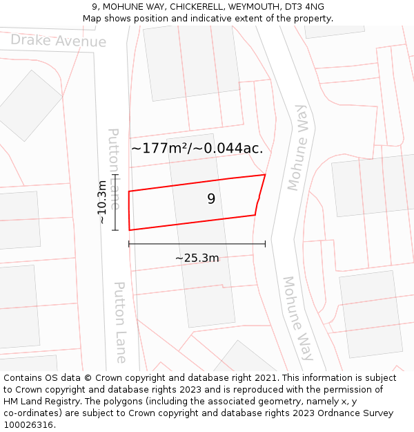9, MOHUNE WAY, CHICKERELL, WEYMOUTH, DT3 4NG: Plot and title map