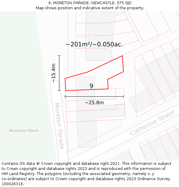 9, MORETON PARADE, NEWCASTLE, ST5 0JD: Plot and title map