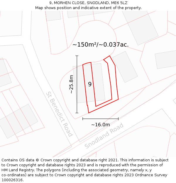 9, MORHEN CLOSE, SNODLAND, ME6 5LZ: Plot and title map