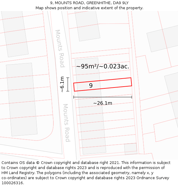 9, MOUNTS ROAD, GREENHITHE, DA9 9LY: Plot and title map