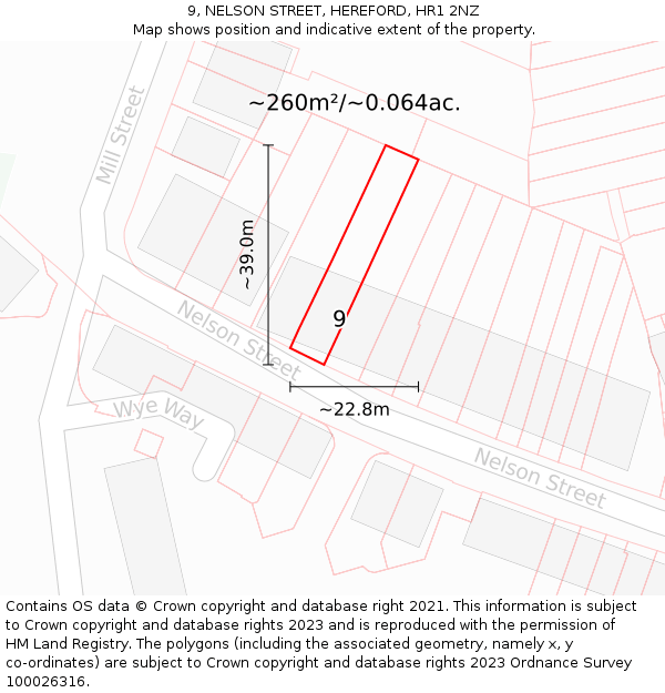 9, NELSON STREET, HEREFORD, HR1 2NZ: Plot and title map