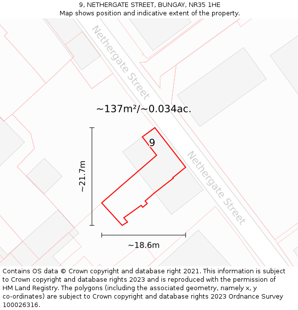 9, NETHERGATE STREET, BUNGAY, NR35 1HE: Plot and title map