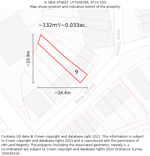 9, NEW STREET, UTTOXETER, ST14 7QS: Plot and title map