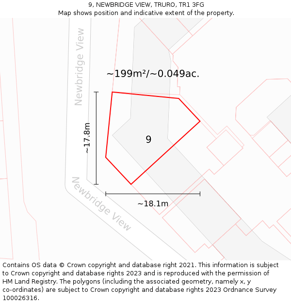 9, NEWBRIDGE VIEW, TRURO, TR1 3FG: Plot and title map