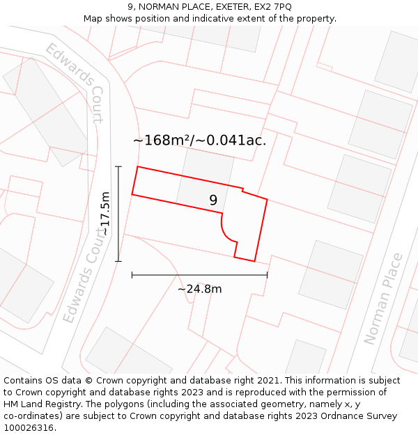 9, NORMAN PLACE, EXETER, EX2 7PQ: Plot and title map