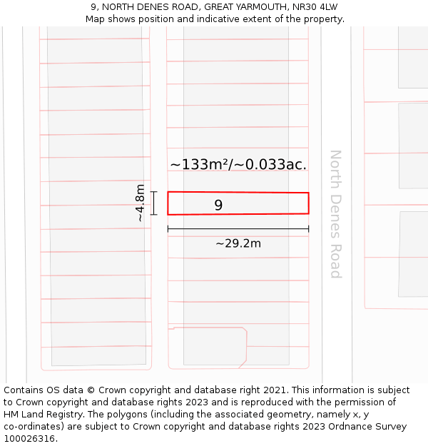 9, NORTH DENES ROAD, GREAT YARMOUTH, NR30 4LW: Plot and title map