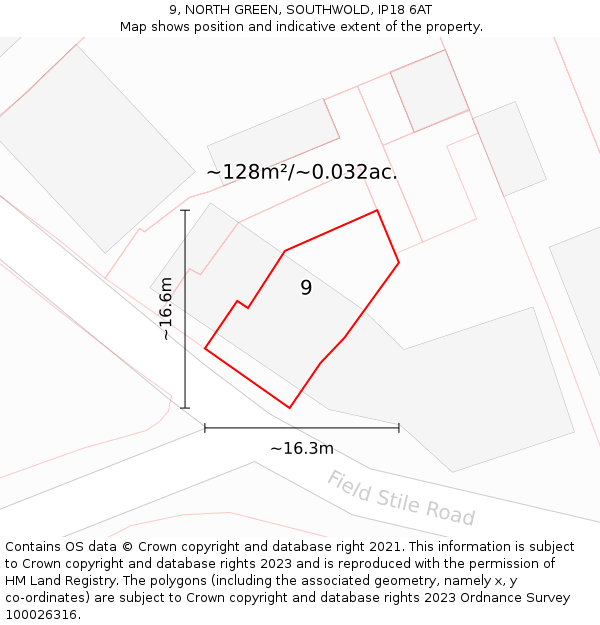 9, NORTH GREEN, SOUTHWOLD, IP18 6AT: Plot and title map