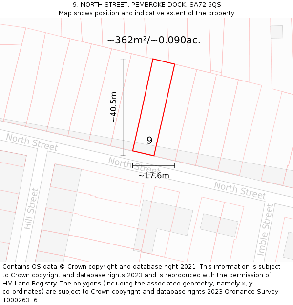 9, NORTH STREET, PEMBROKE DOCK, SA72 6QS: Plot and title map