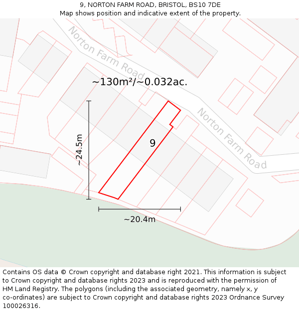 9, NORTON FARM ROAD, BRISTOL, BS10 7DE: Plot and title map