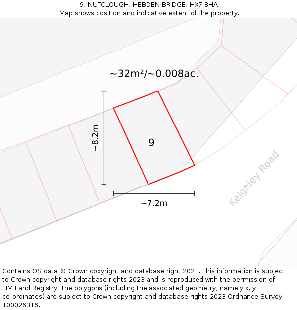 9, NUTCLOUGH, HEBDEN BRIDGE, HX7 8HA: Plot and title map