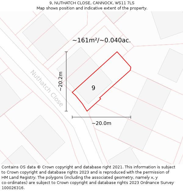 9, NUTHATCH CLOSE, CANNOCK, WS11 7LS: Plot and title map