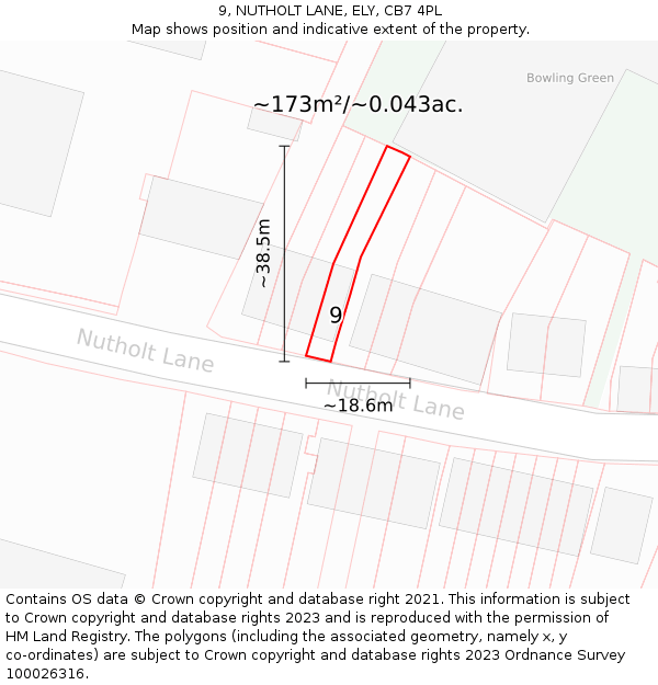 9, NUTHOLT LANE, ELY, CB7 4PL: Plot and title map