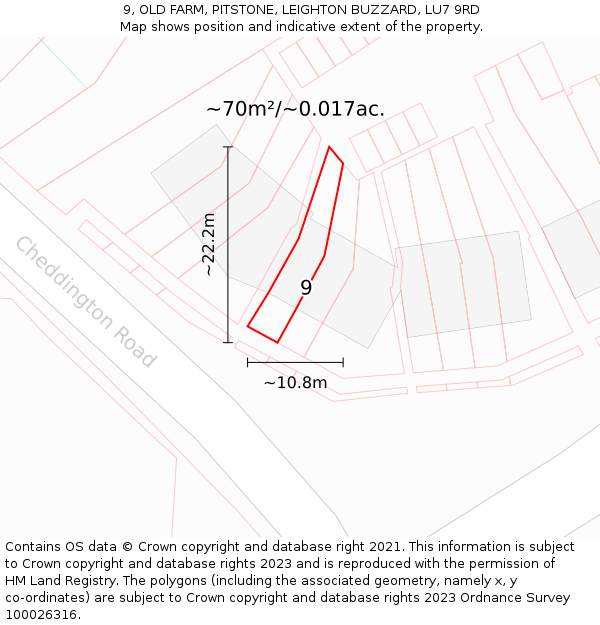 9, OLD FARM, PITSTONE, LEIGHTON BUZZARD, LU7 9RD: Plot and title map
