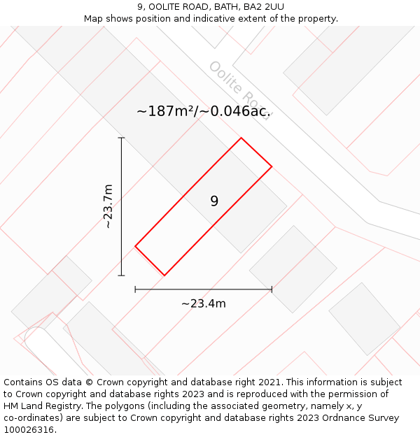 9, OOLITE ROAD, BATH, BA2 2UU: Plot and title map