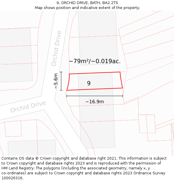 9, ORCHID DRIVE, BATH, BA2 2TS: Plot and title map