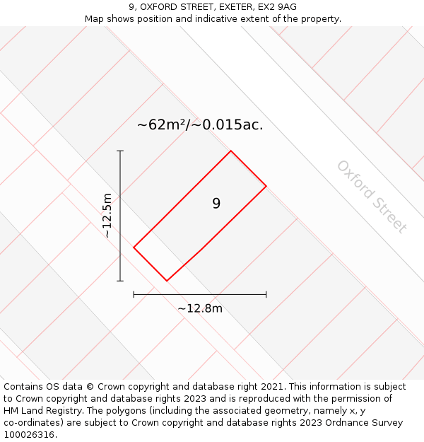 9, OXFORD STREET, EXETER, EX2 9AG: Plot and title map