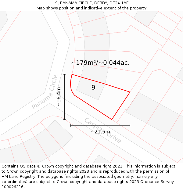 9, PANAMA CIRCLE, DERBY, DE24 1AE: Plot and title map