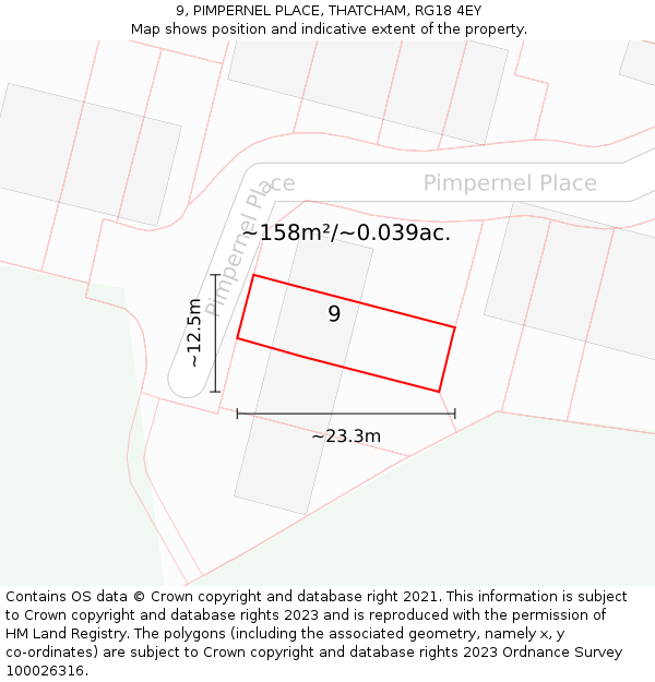 9, PIMPERNEL PLACE, THATCHAM, RG18 4EY: Plot and title map