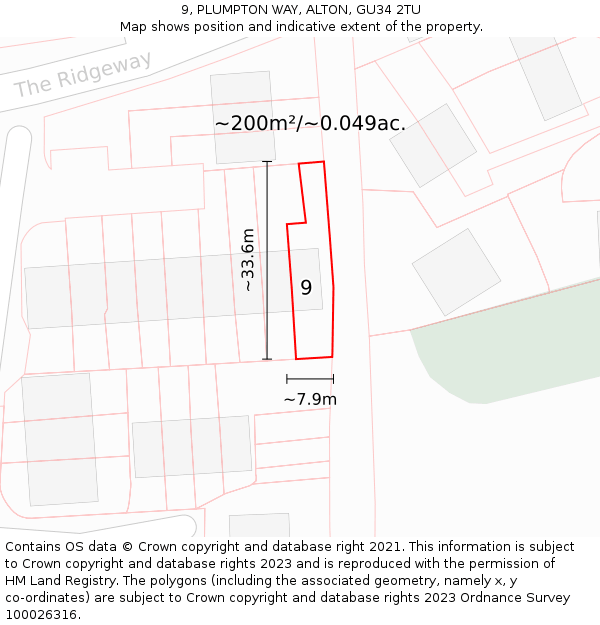 9, PLUMPTON WAY, ALTON, GU34 2TU: Plot and title map