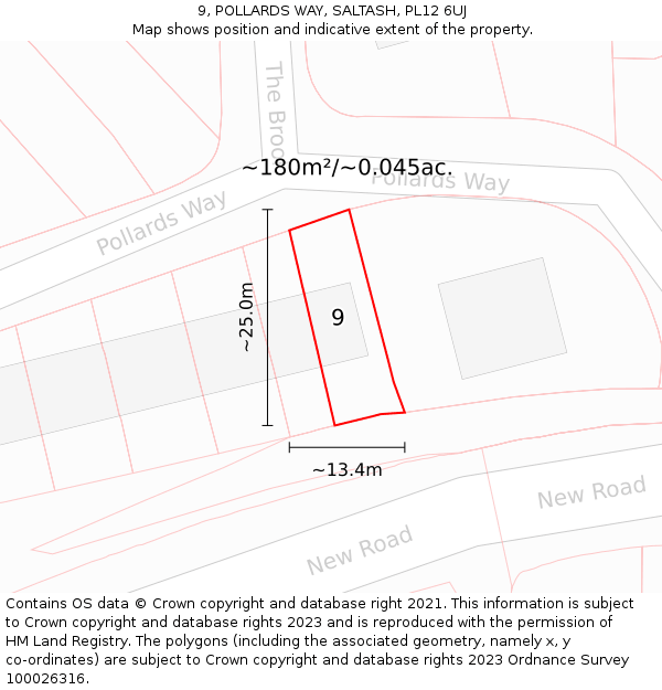 9, POLLARDS WAY, SALTASH, PL12 6UJ: Plot and title map