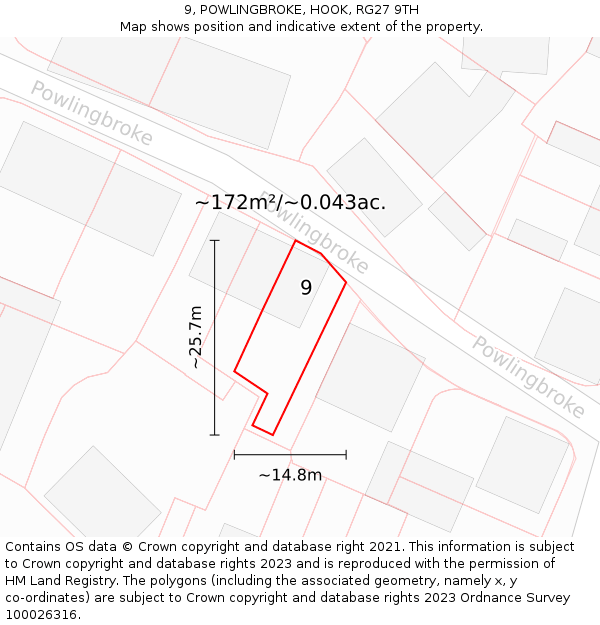 9, POWLINGBROKE, HOOK, RG27 9TH: Plot and title map