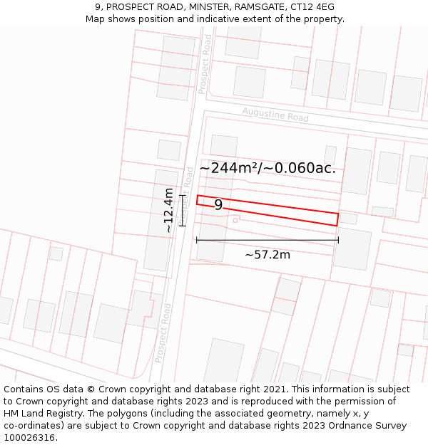 9, PROSPECT ROAD, MINSTER, RAMSGATE, CT12 4EG: Plot and title map