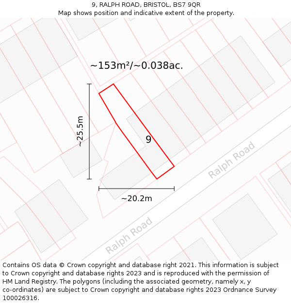 9, RALPH ROAD, BRISTOL, BS7 9QR: Plot and title map