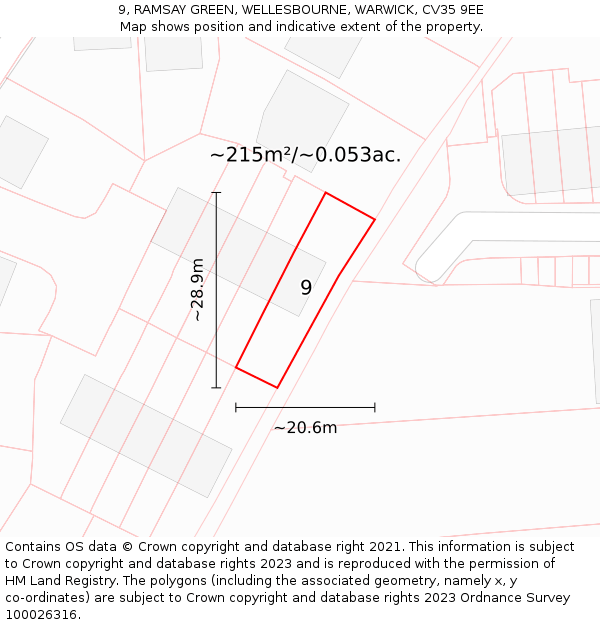 9, RAMSAY GREEN, WELLESBOURNE, WARWICK, CV35 9EE: Plot and title map