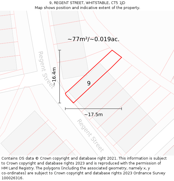9, REGENT STREET, WHITSTABLE, CT5 1JD: Plot and title map