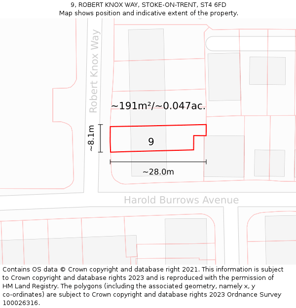 9, ROBERT KNOX WAY, STOKE-ON-TRENT, ST4 6FD: Plot and title map