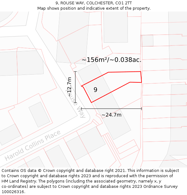 9, ROUSE WAY, COLCHESTER, CO1 2TT: Plot and title map