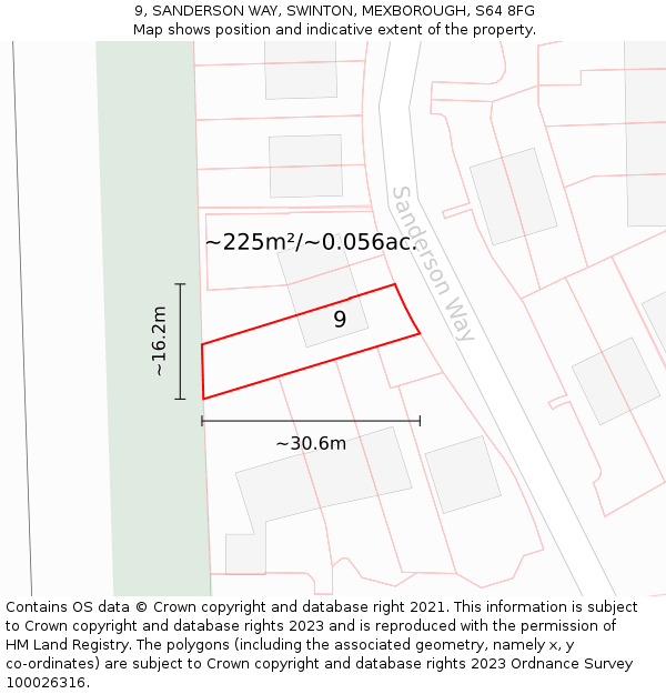 9, SANDERSON WAY, SWINTON, MEXBOROUGH, S64 8FG: Plot and title map