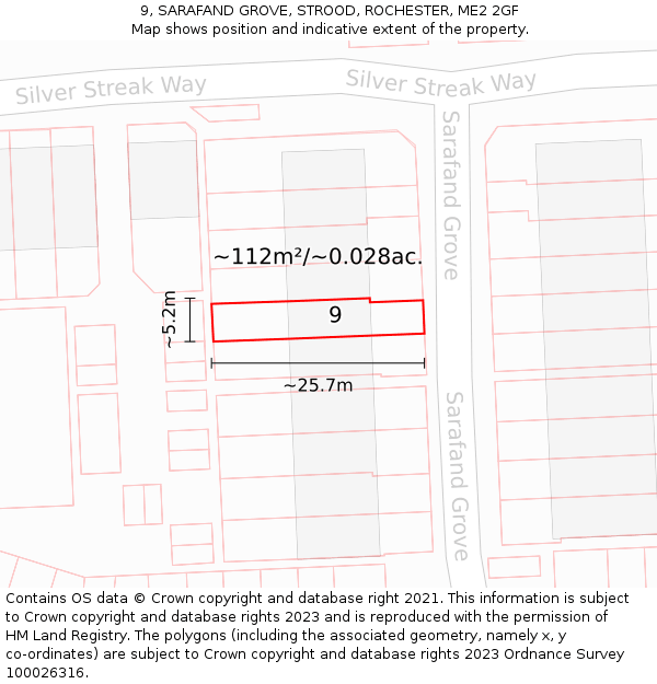 9, SARAFAND GROVE, STROOD, ROCHESTER, ME2 2GF: Plot and title map