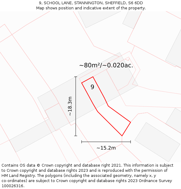 9, SCHOOL LANE, STANNINGTON, SHEFFIELD, S6 6DD: Plot and title map