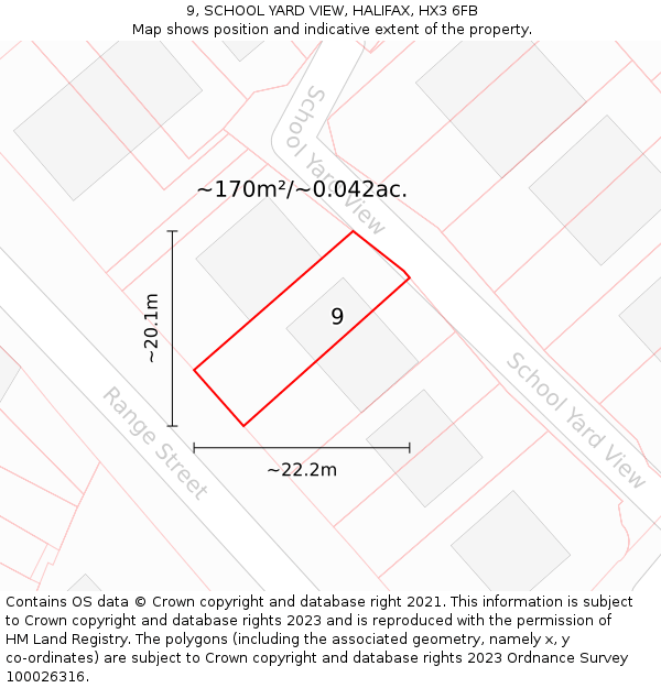 9, SCHOOL YARD VIEW, HALIFAX, HX3 6FB: Plot and title map