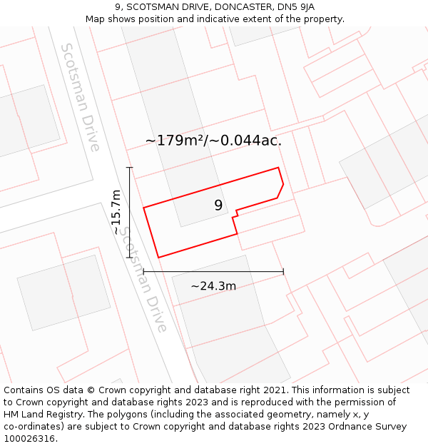 9, SCOTSMAN DRIVE, DONCASTER, DN5 9JA: Plot and title map