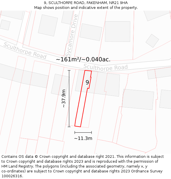 9, SCULTHORPE ROAD, FAKENHAM, NR21 9HA: Plot and title map