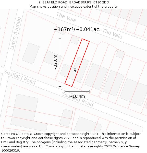 9, SEAFIELD ROAD, BROADSTAIRS, CT10 2DD: Plot and title map