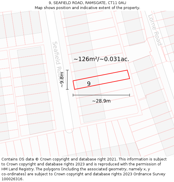 9, SEAFIELD ROAD, RAMSGATE, CT11 0AU: Plot and title map