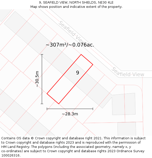 9, SEAFIELD VIEW, NORTH SHIELDS, NE30 4LE: Plot and title map