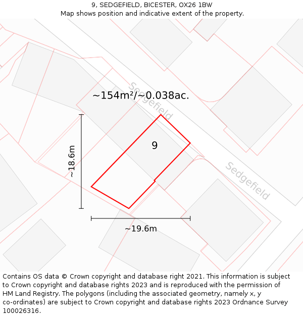9, SEDGEFIELD, BICESTER, OX26 1BW: Plot and title map
