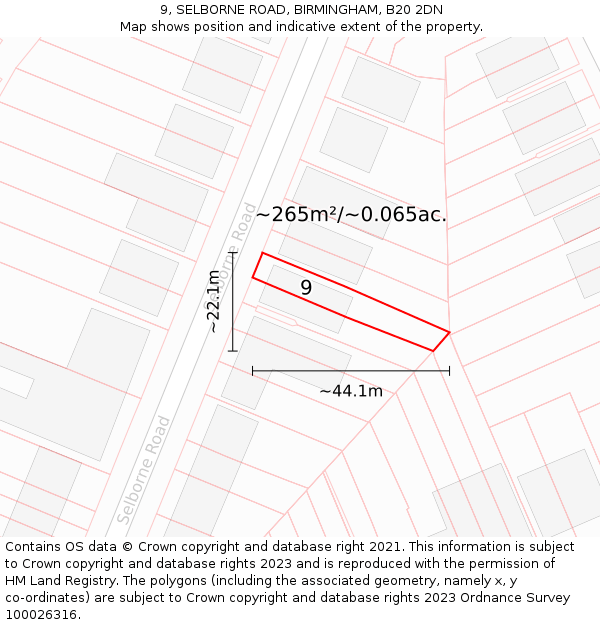 9, SELBORNE ROAD, BIRMINGHAM, B20 2DN: Plot and title map