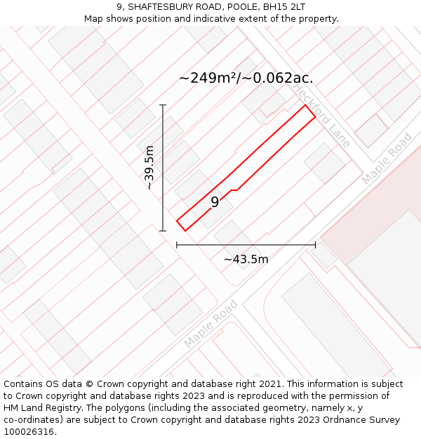 9, SHAFTESBURY ROAD, POOLE, BH15 2LT: Plot and title map