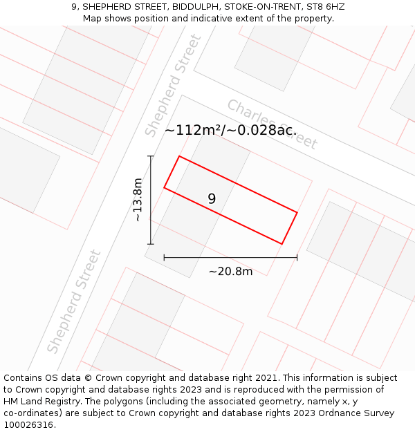 9, SHEPHERD STREET, BIDDULPH, STOKE-ON-TRENT, ST8 6HZ: Plot and title map