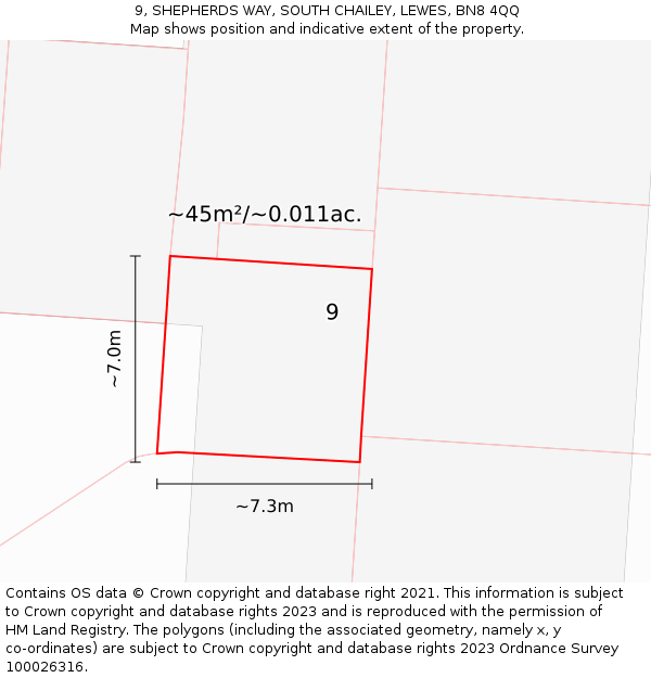 9, SHEPHERDS WAY, SOUTH CHAILEY, LEWES, BN8 4QQ: Plot and title map